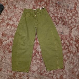 We The Free Green Ankle & Cropped Jeans Good Luck Mid Rise Barrel